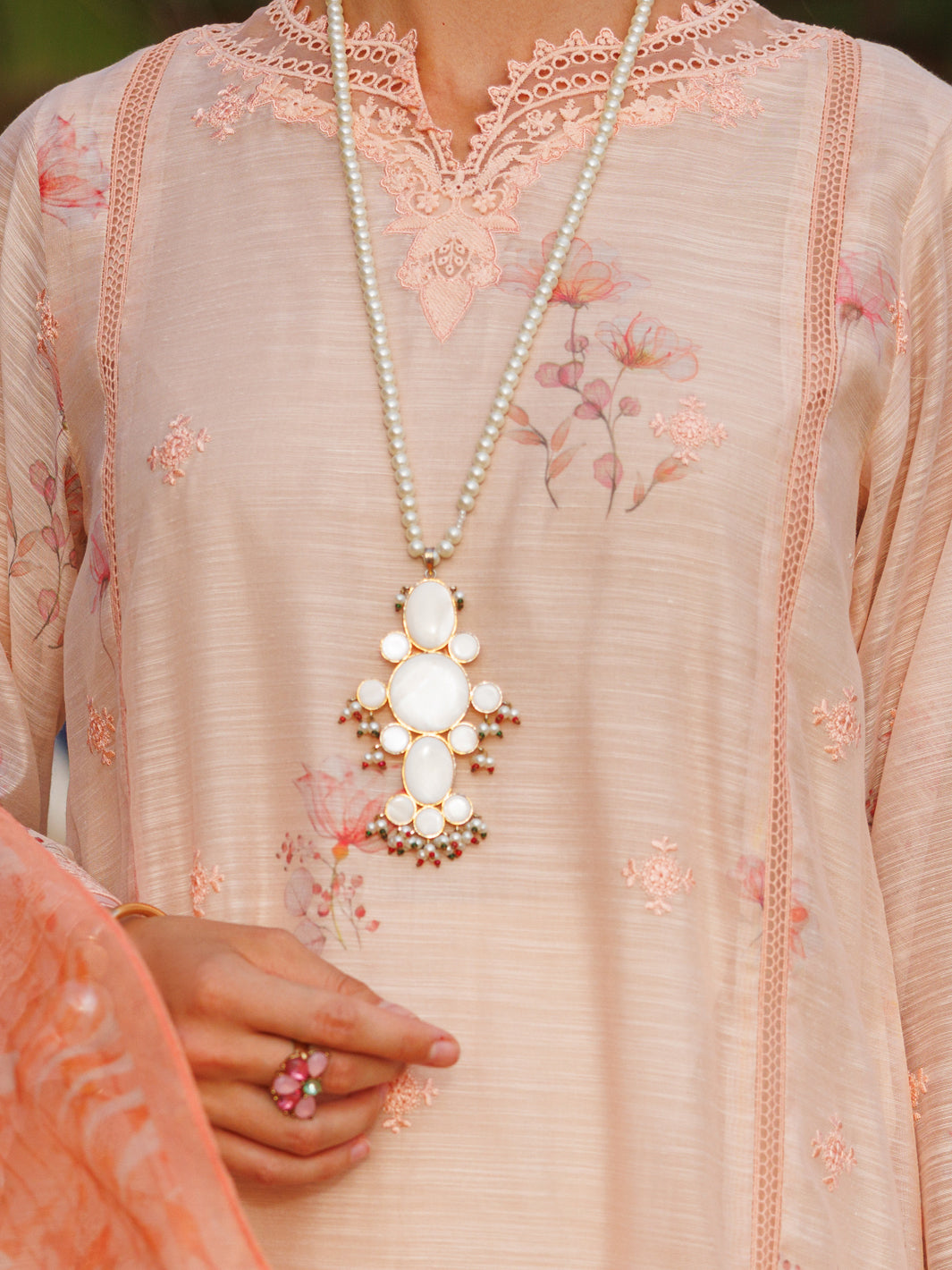 Peach Poly-Slub 3Pc Unstitched - ALP-3PS-1815