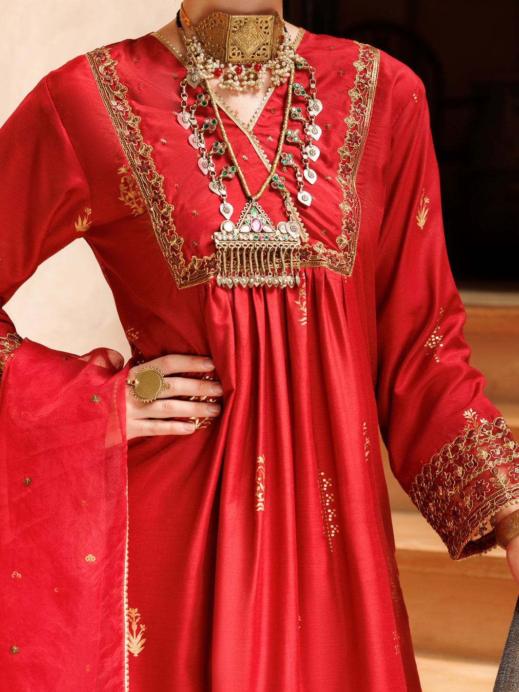 Maroon Salsa Silk 3Pc Stitched - ALP-3PS-1849