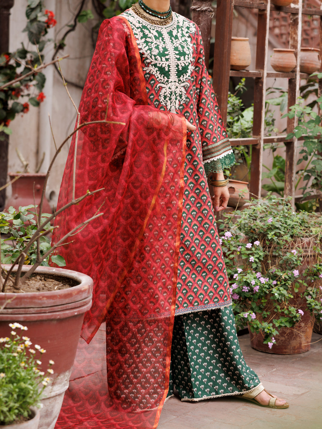 Maroon Cambric 3Pc Unstitched - ALP-3PS-1877