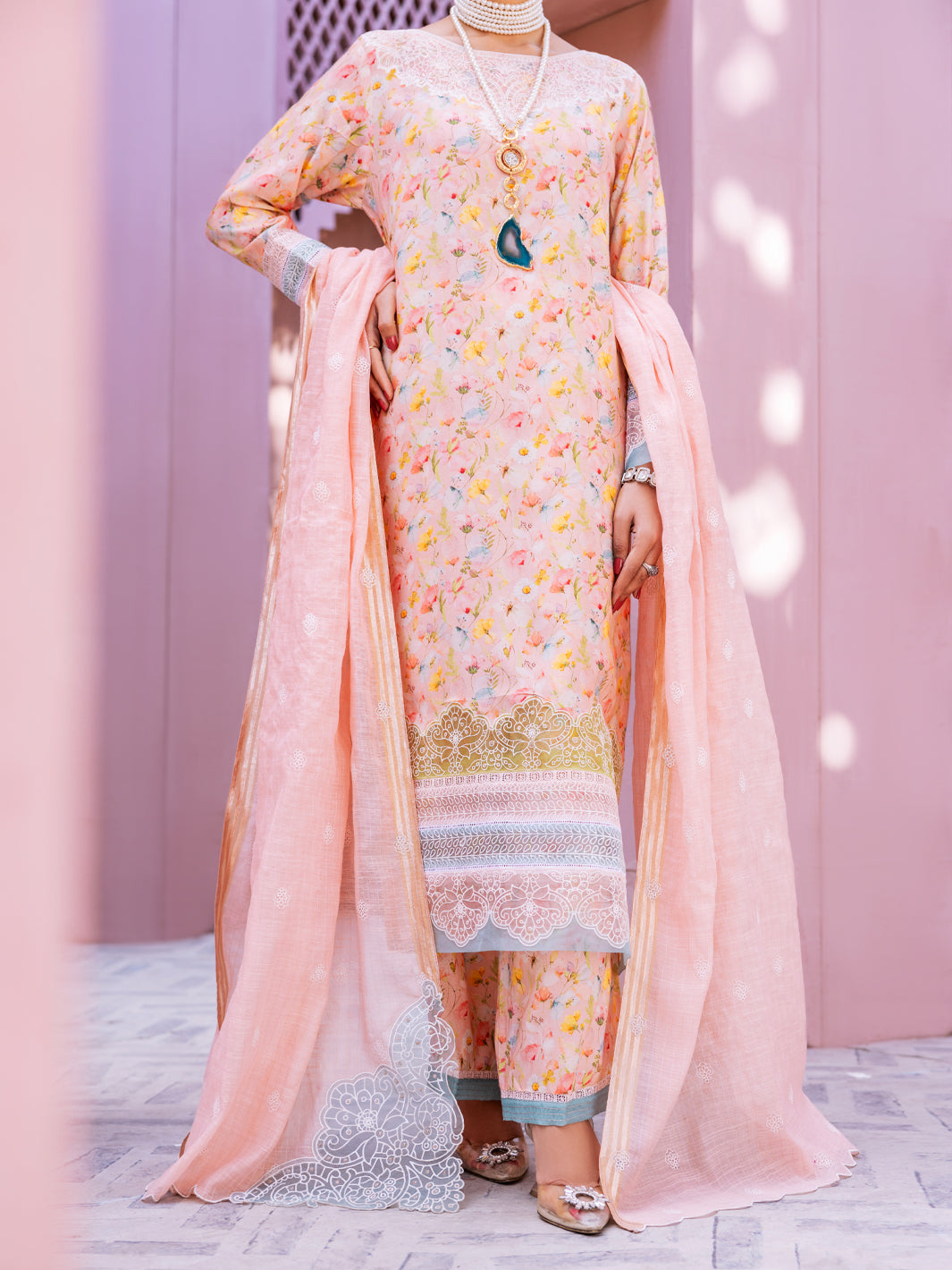 Light Pink Maple Silk 3Pc Unstitched - ALP-3PS-1915