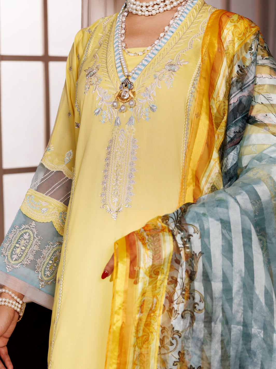 Yellow Poly Lawn 3Pc Unstitched - ALP-3PS-1946