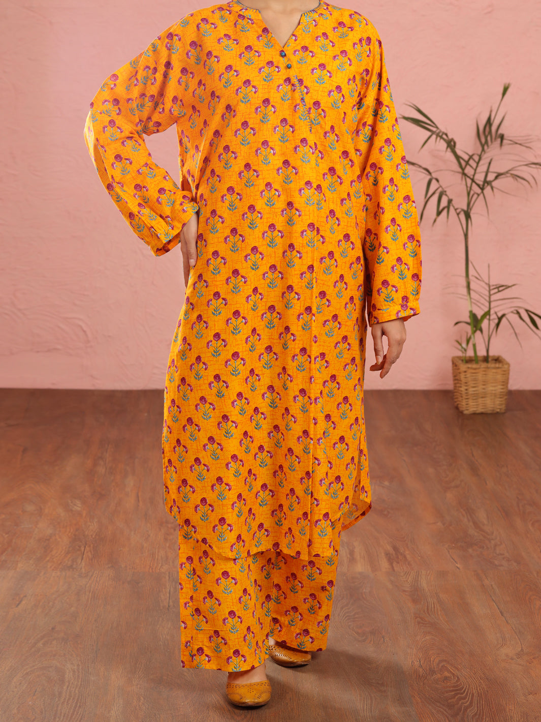 Yellow Cambric 2Pc Stitched - ALP-2PS-LKS-1969