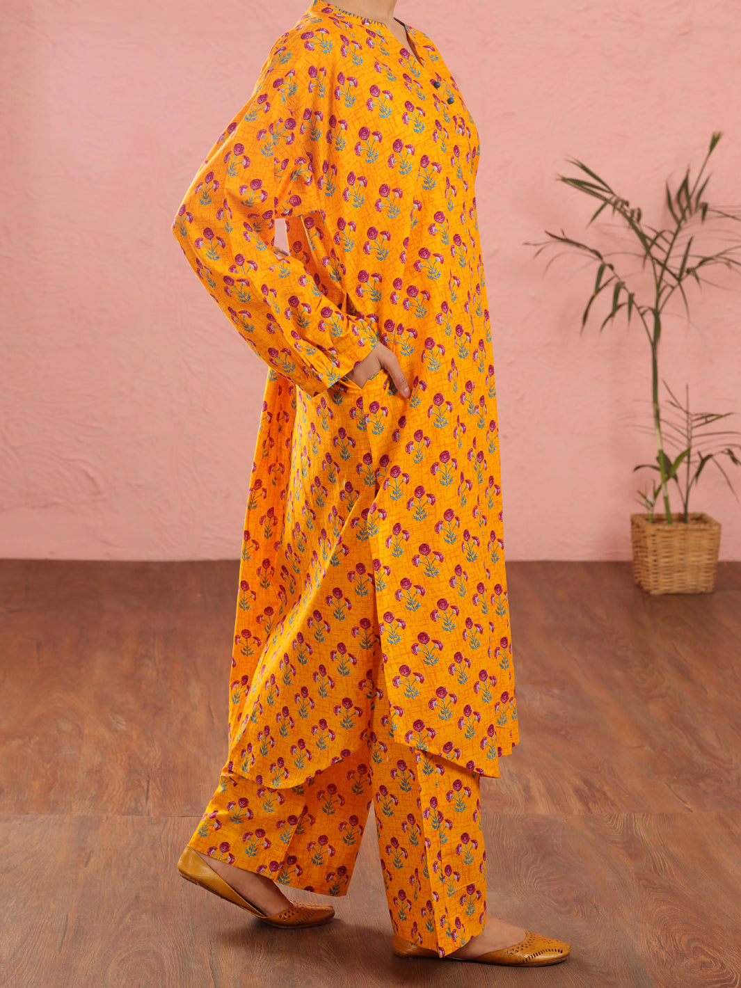Yellow Cambric 2Pc Stitched - ALP-2PS-LKS-1969