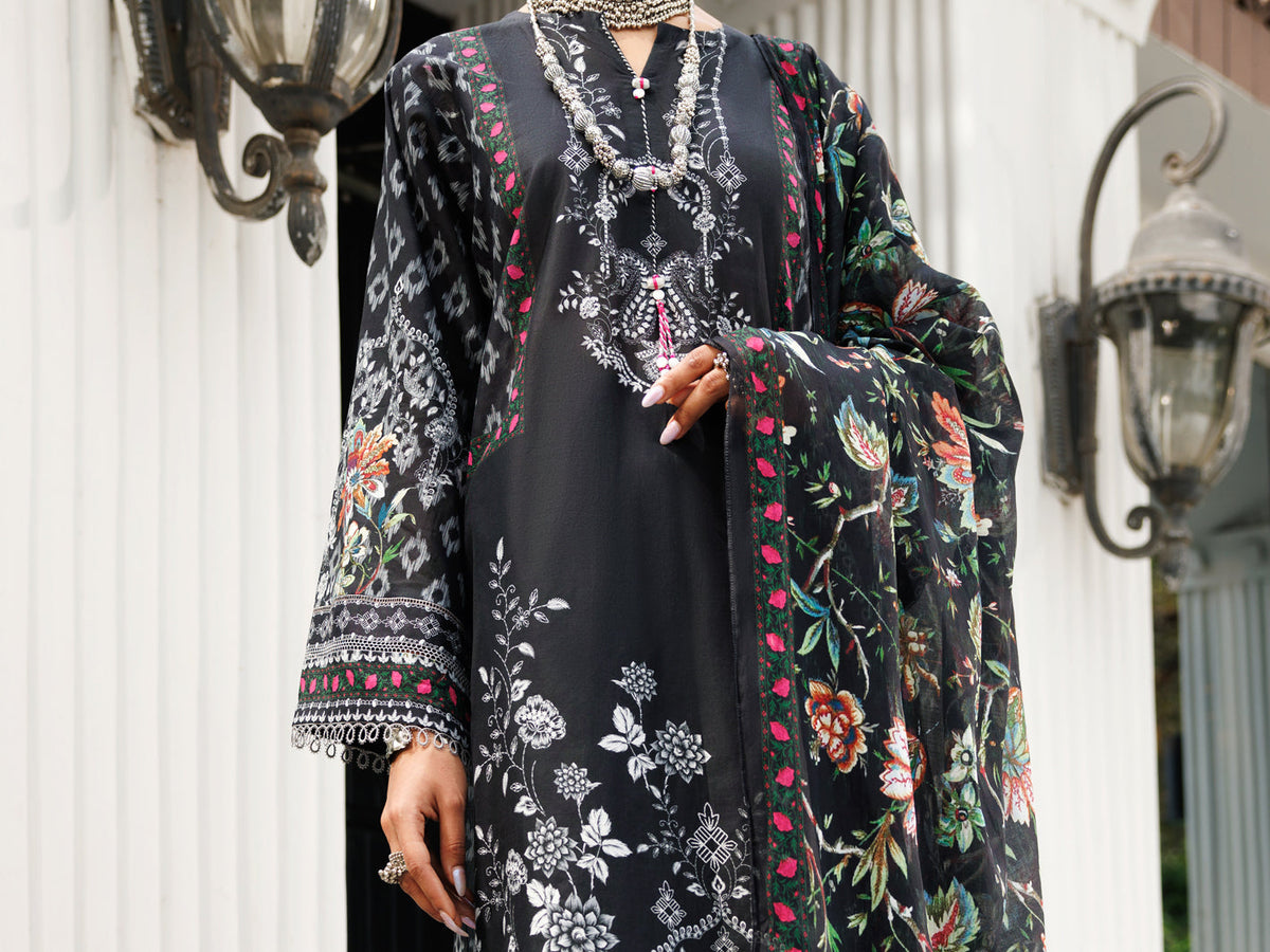 Black Lawn 3 Piece Unstitched - ALP-3PS-1999