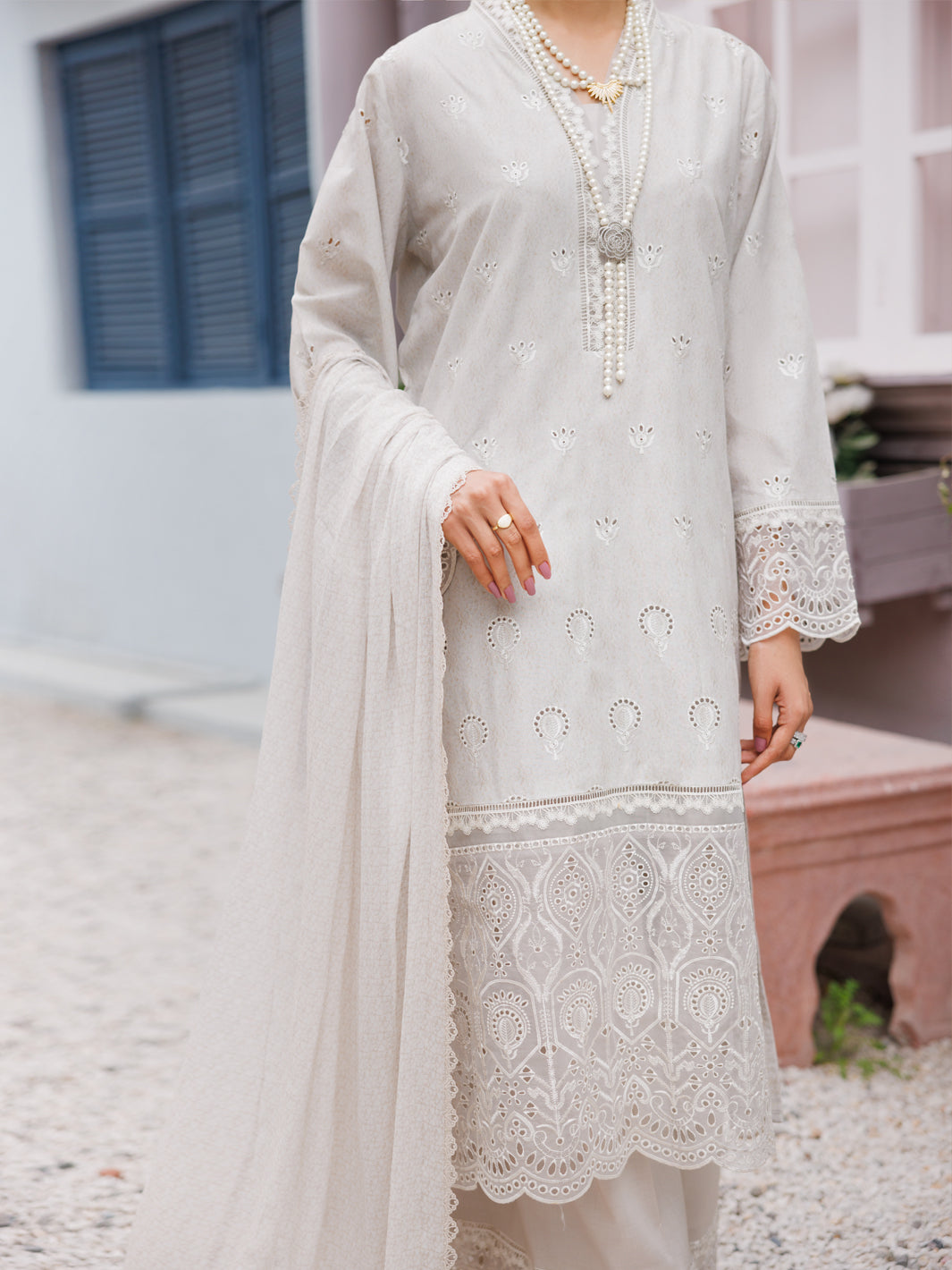 Light Grey Lawn 3Pc Stitched - ALP-3PS-2186