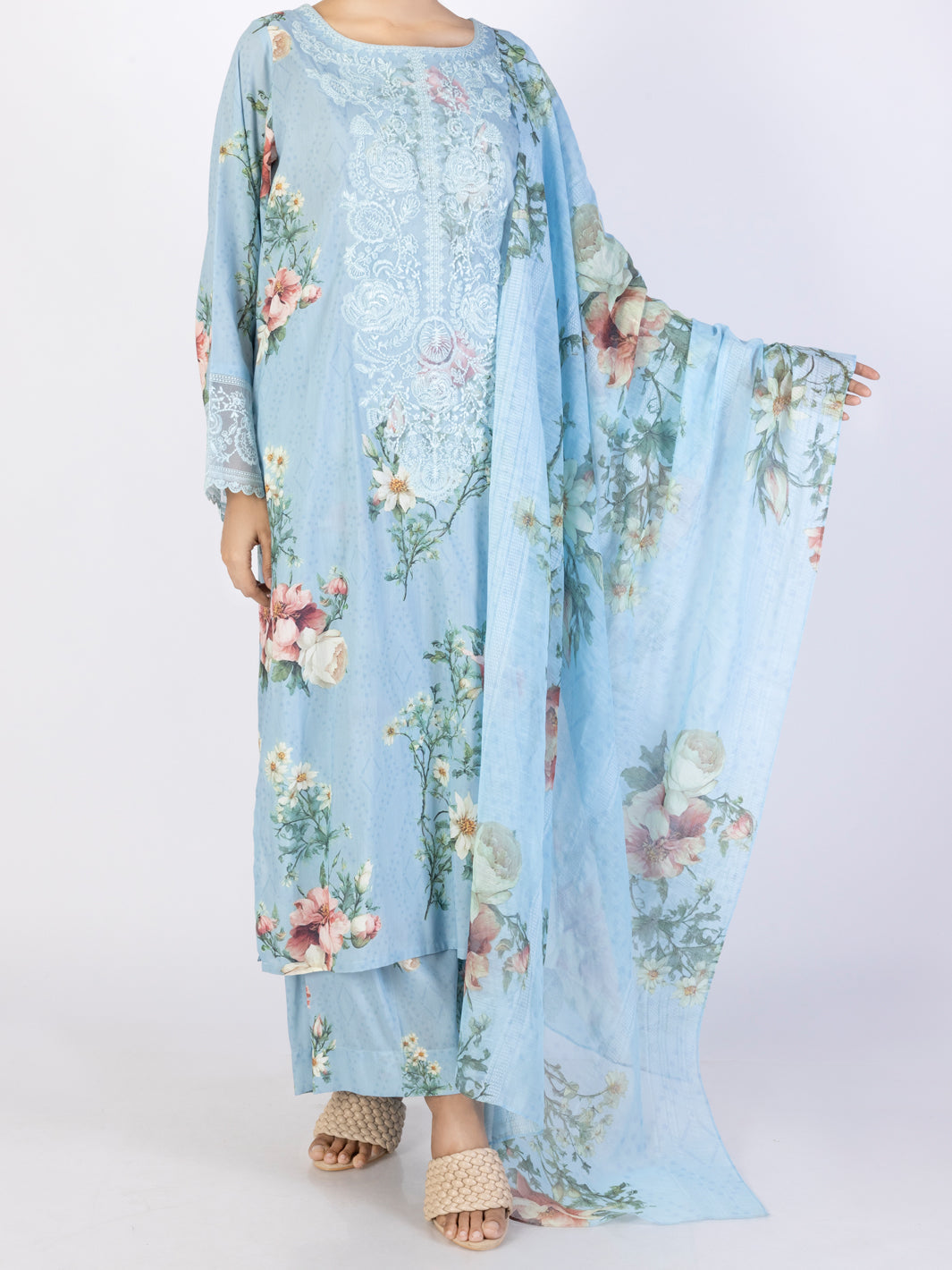 Sky Blue Lawn 3 Piece Unstitched - ALP-3PS-2221
