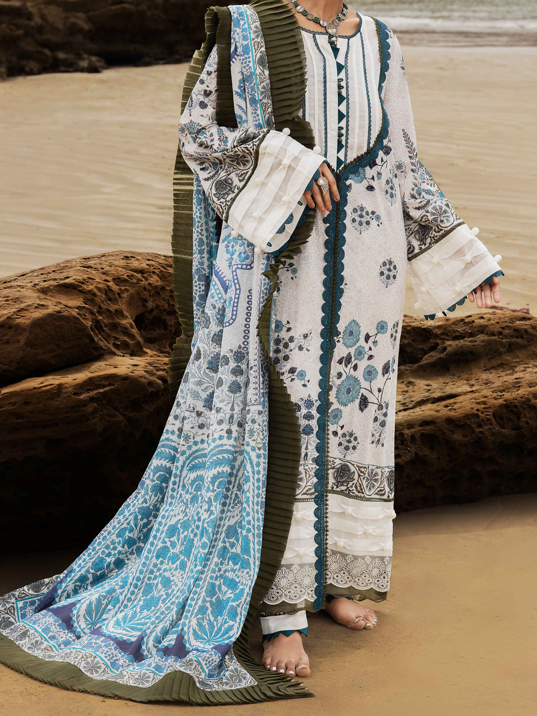 Teal Lawn 2 Piece Unstitched - ALP-2PS-SLKD-UN-2257