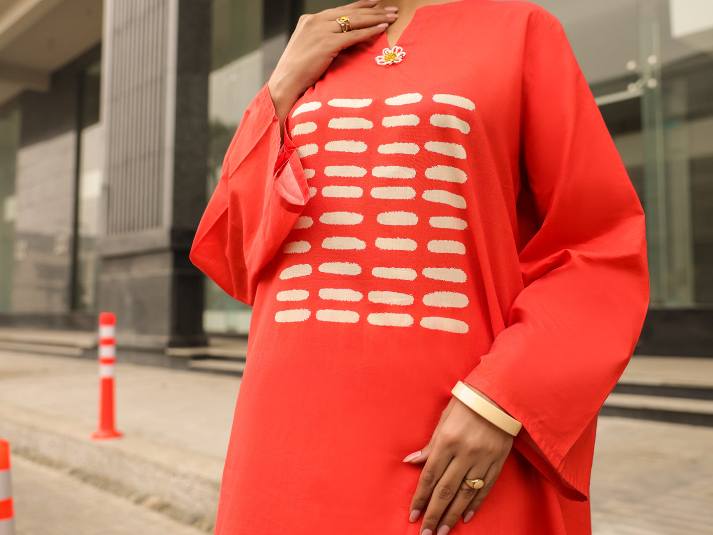 Orange Kurti - ALP-SLK-2547A
