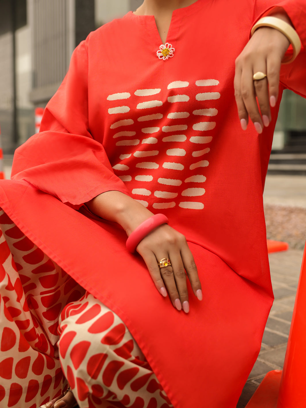 Orange Kurti - ALP-SLK-2547A