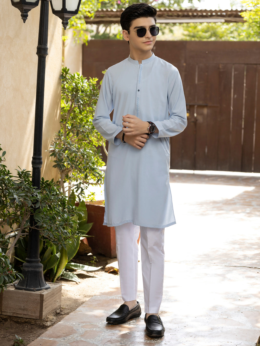 Light Blue Blended Kurta - ALT-K-058B