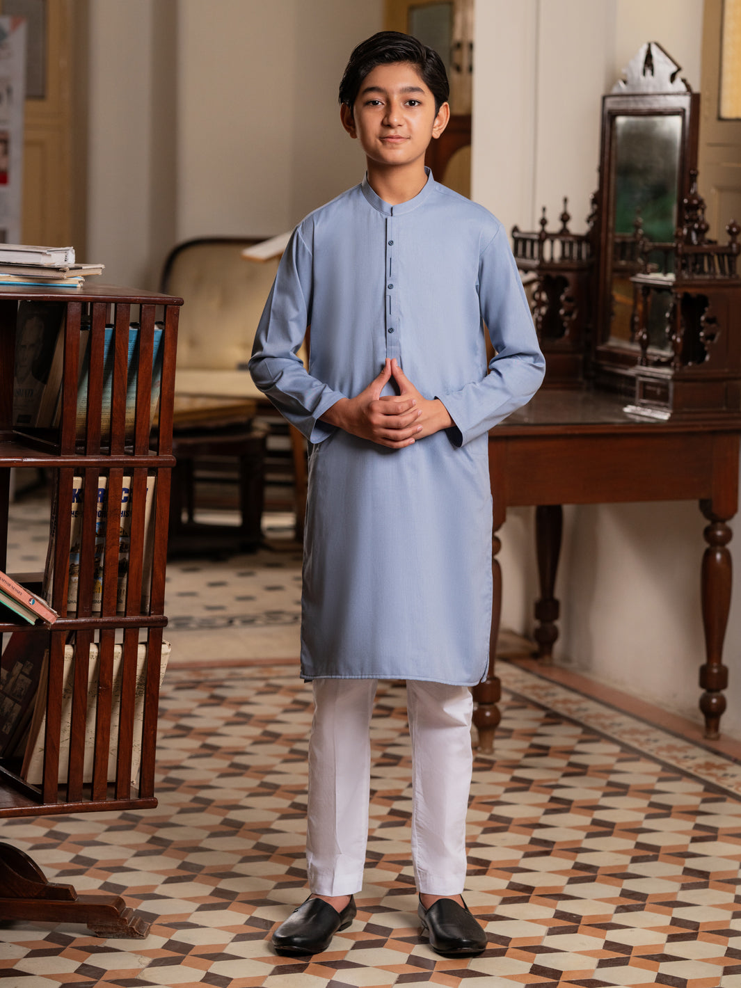 Light Blue Blended Kurta - ALT-K-063