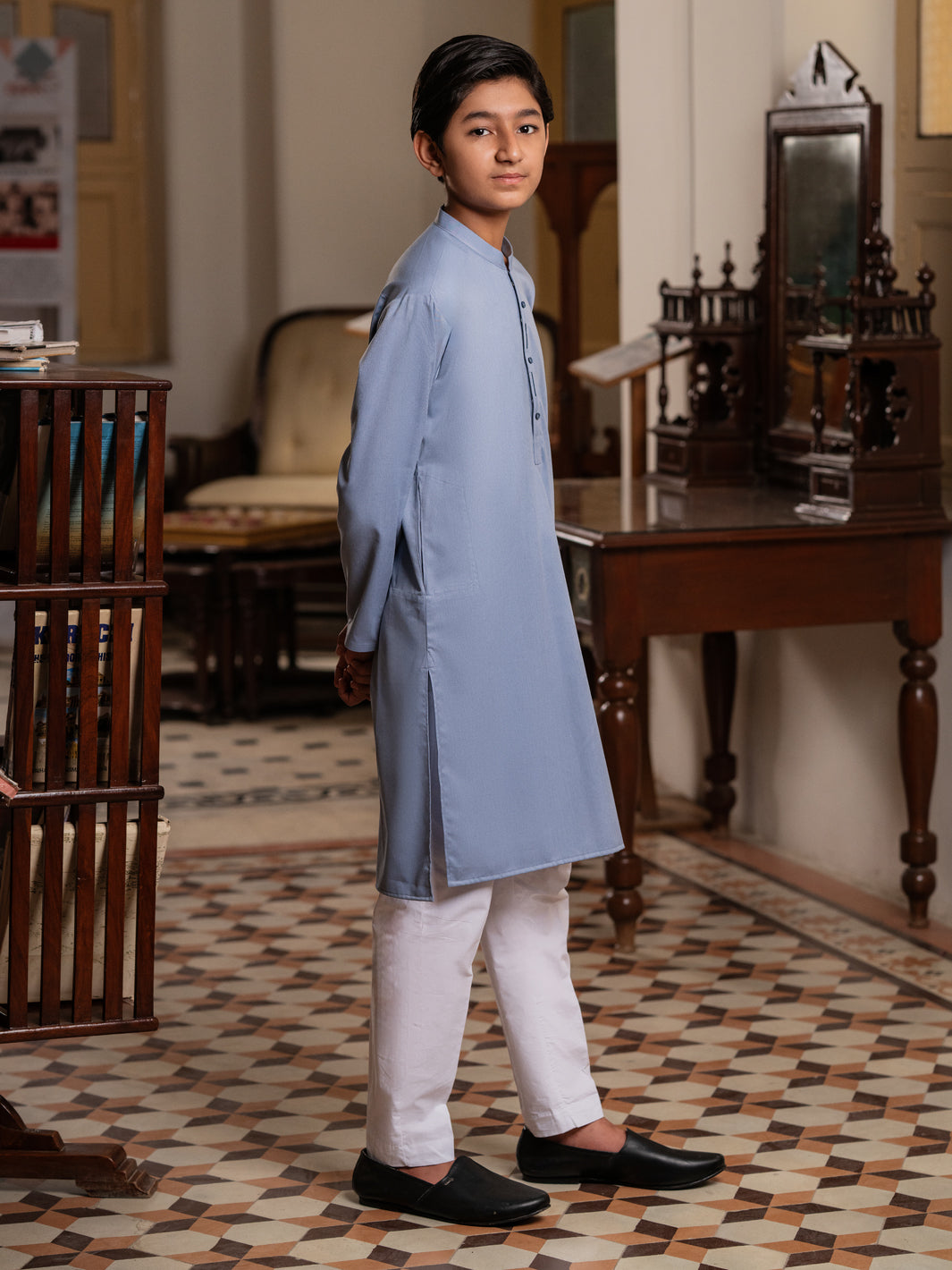Light Blue Blended Kurta - ALT-K-063