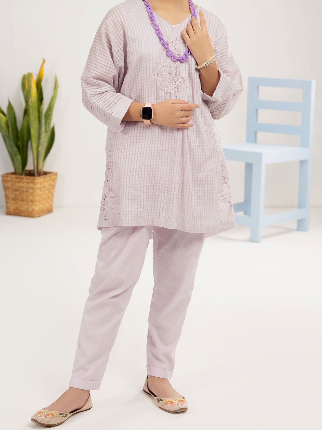 Lilac Cotton Dobby 2 Piece Stitched - ALT-2PS-LKS-1113