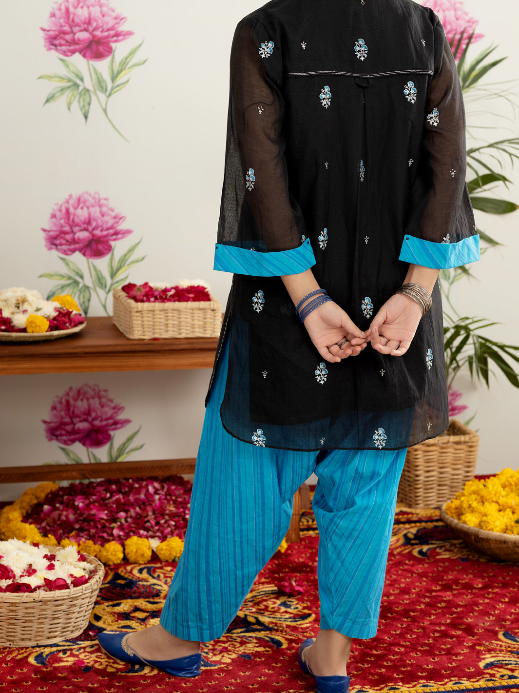 Black Poly Cotton 2 Piece Stitched - ALT-2PS-LKS-1122