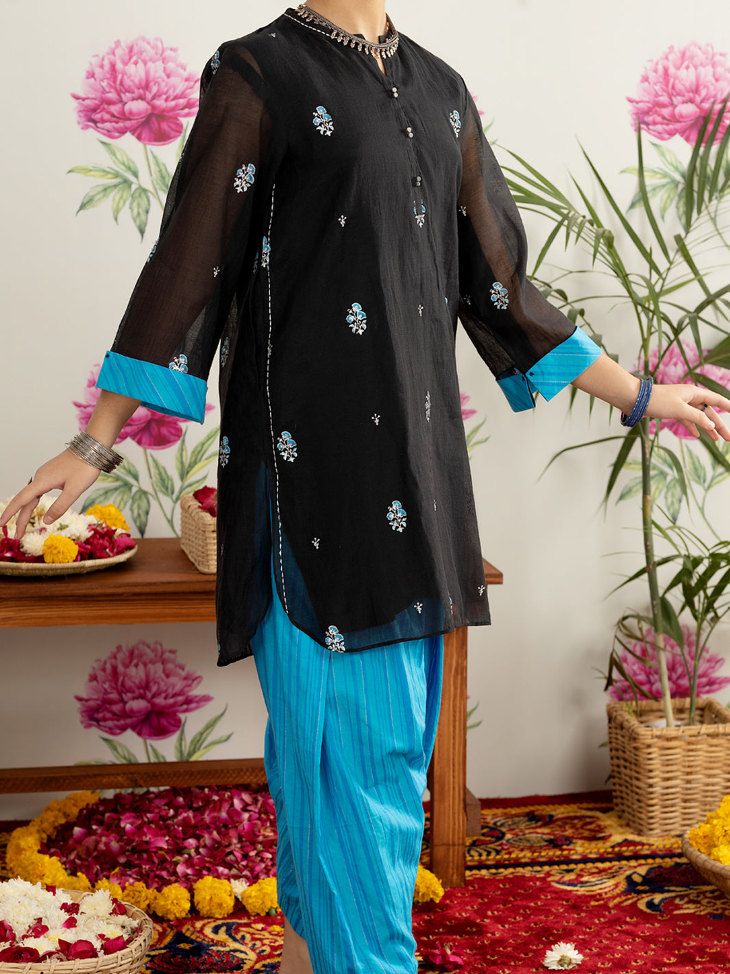 Black Poly Cotton 2 Piece Stitched - ALT-2PS-LKS-1122