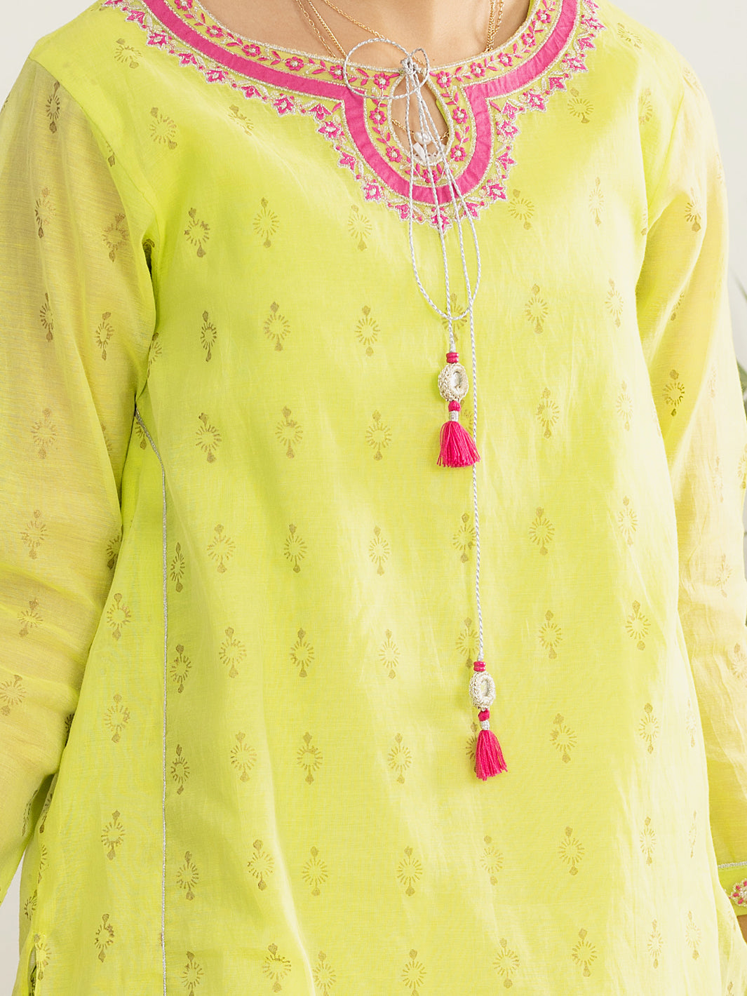 Lime Green Poly Cotton 2 Piece Stitched - ALT-2PS-LKS-1124