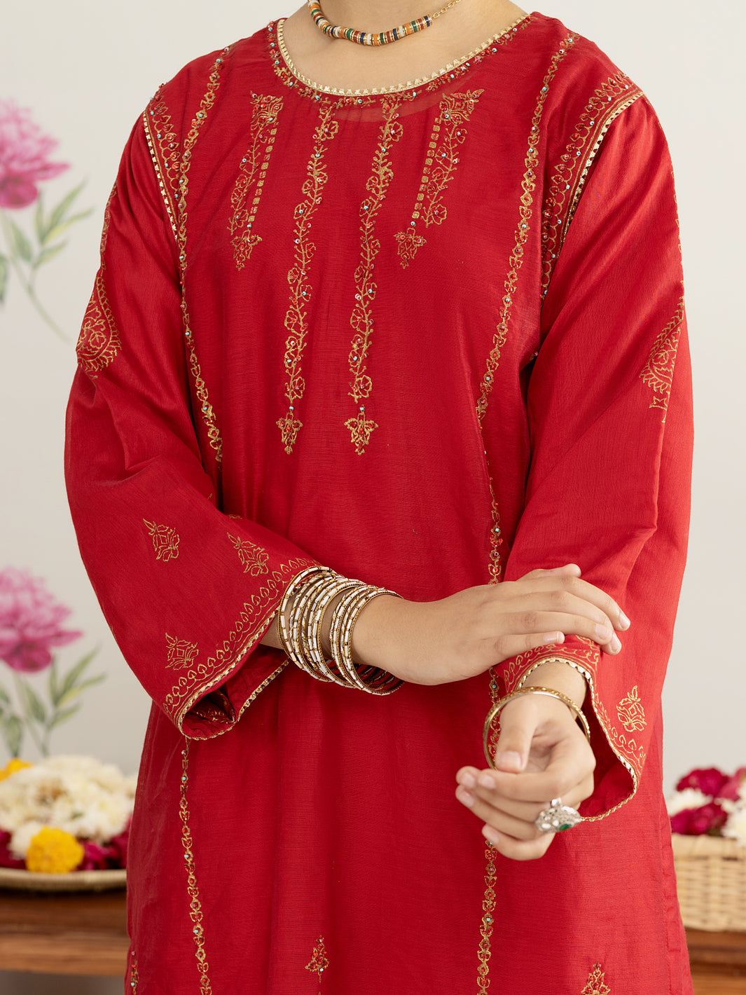Red Modal 2 Piece Stitched - ALT-2PS-LKS-1125
