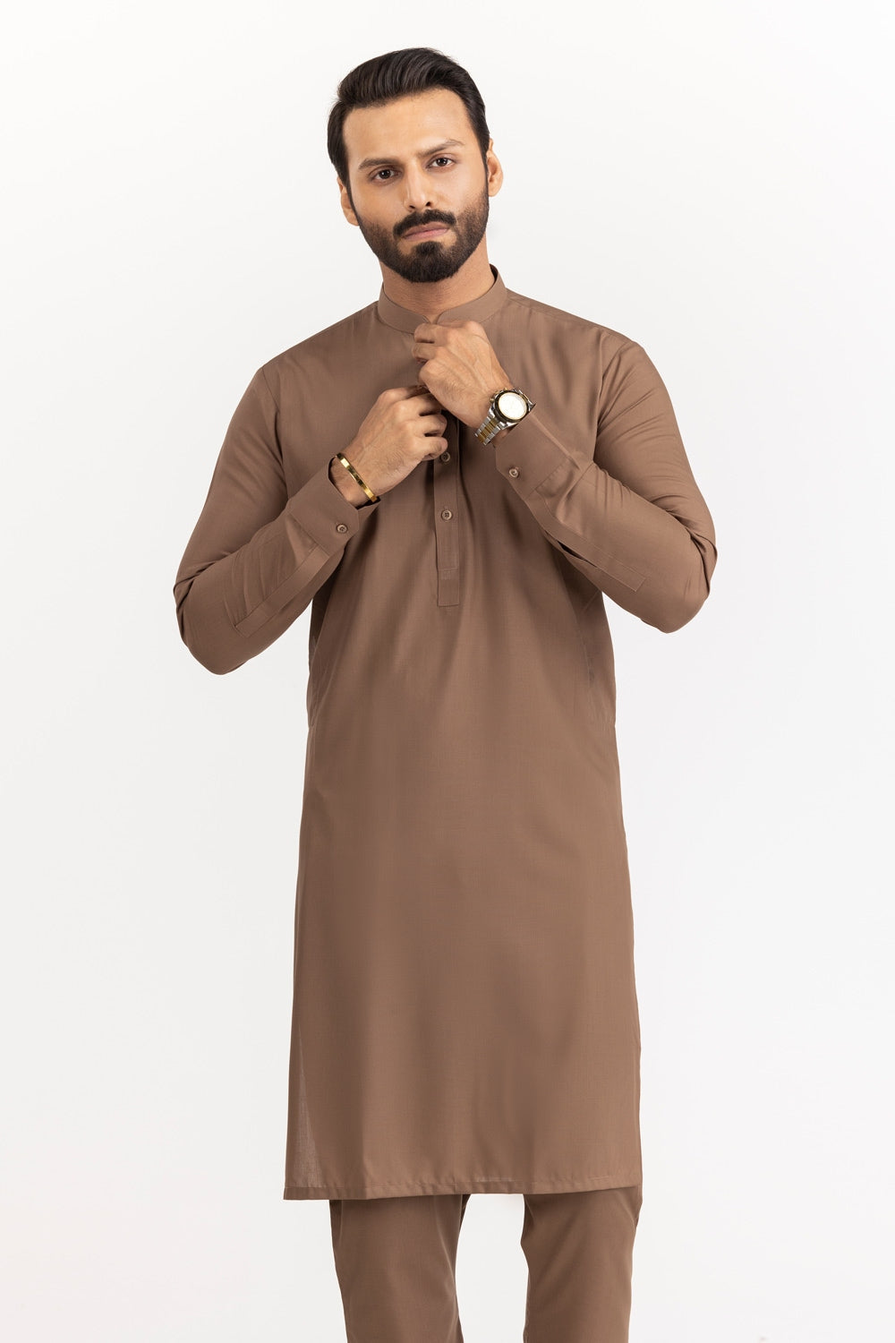 SS25DA-2741  YELLOW  2PCS  EMBROIDERED KURTA WITH TROUSER