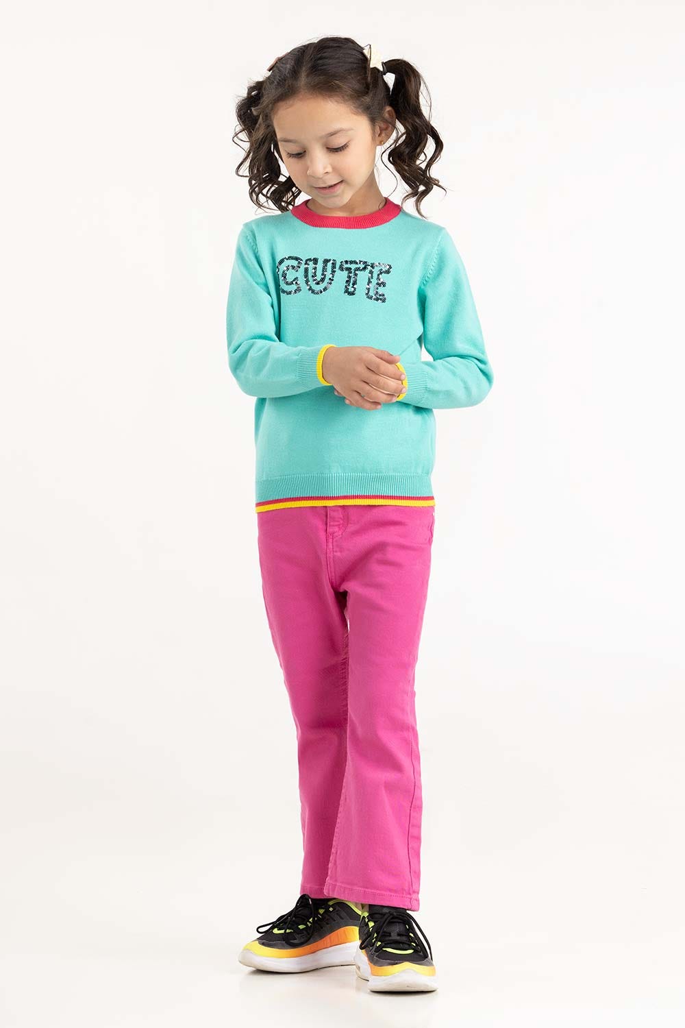 Toddler Girl Aqua Knit Sweater