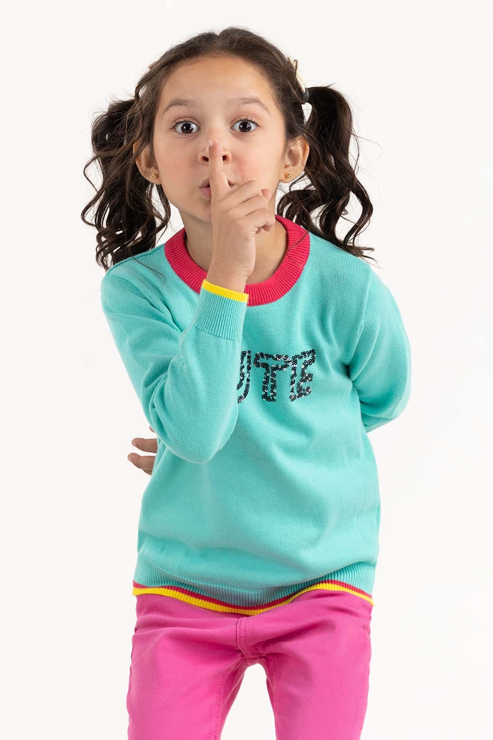 Toddler Girl Aqua Knit Sweater