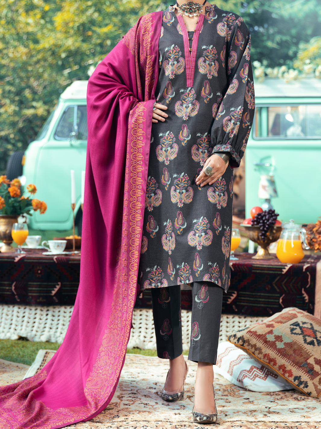 Dark Grey Khaddar Co-Ord Set - AWP-2PS-LKS-620