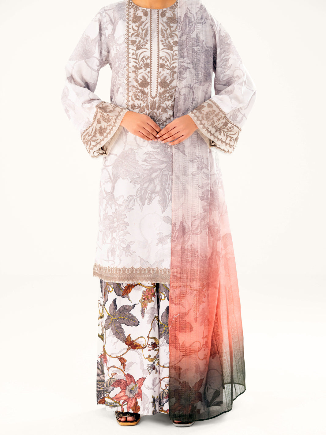 Beige Poly Jacquard 3Pc Stitched - AWP-3PS-769