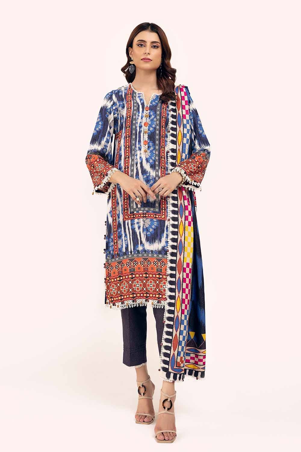3 Piece Unstitched Printed Karandi Suit
