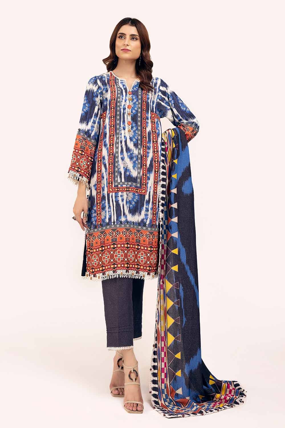 3 Piece Unstitched Printed Karandi Suit