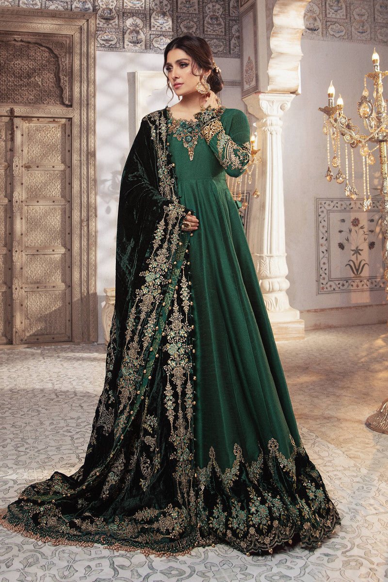 Unstitched Mbroidered - Teal And Warm Green (Bd-2307)