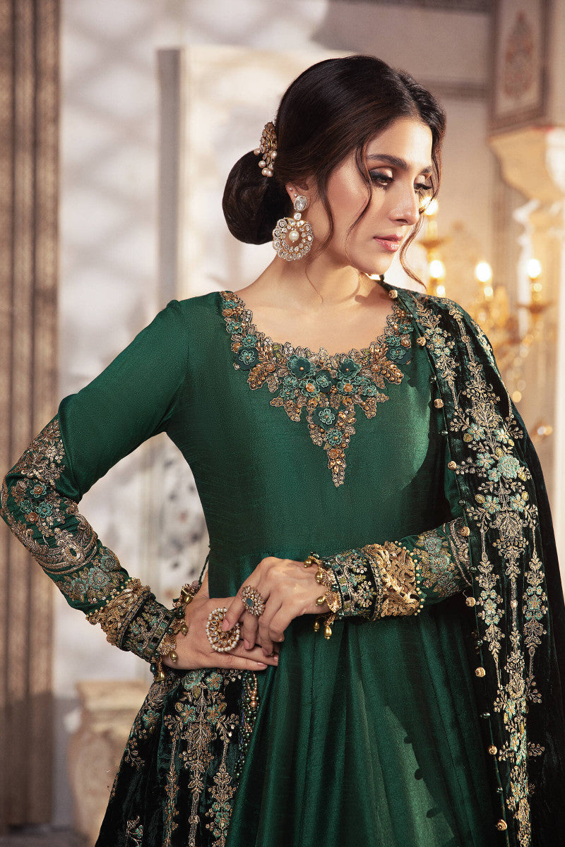Unstitched Mbroidered - Teal And Warm Green (Bd-2307)