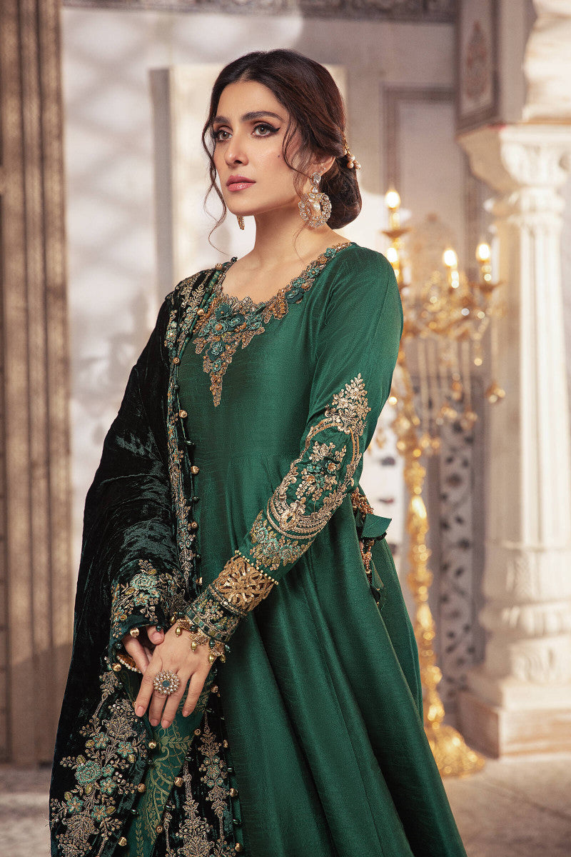 Unstitched Mbroidered - Teal And Warm Green (Bd-2307)