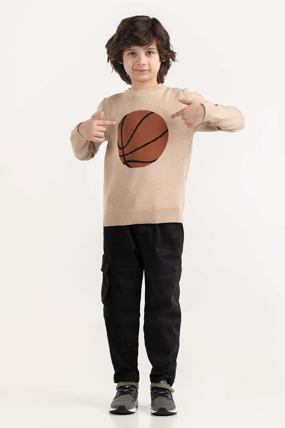 Junior Boy Beige Knit Sweater