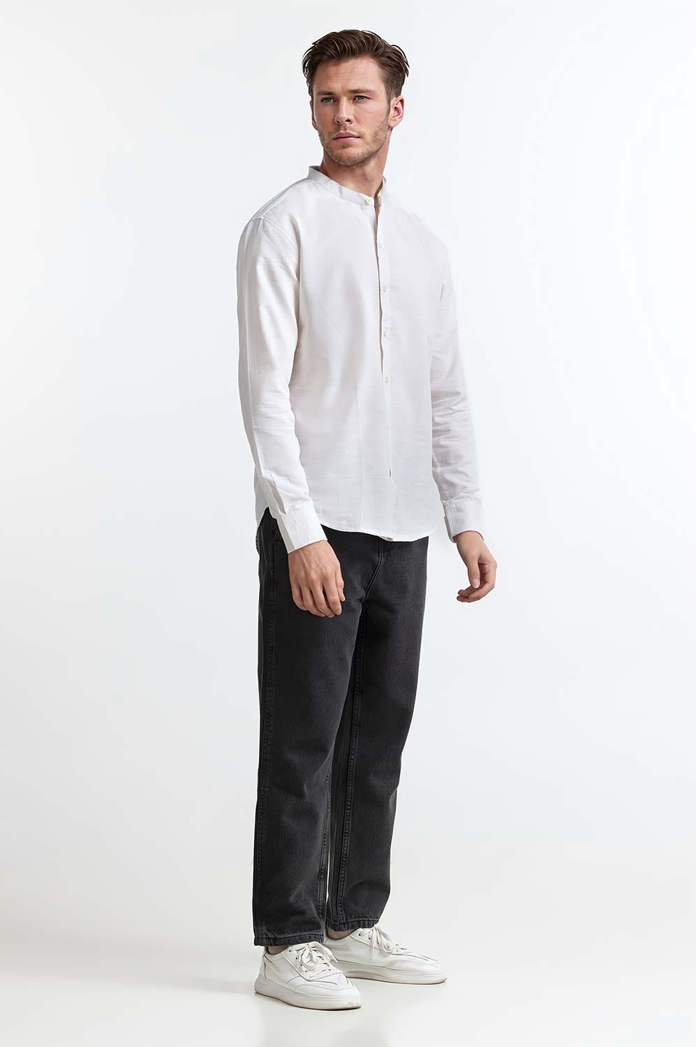Beige Solid Casual Shirt
