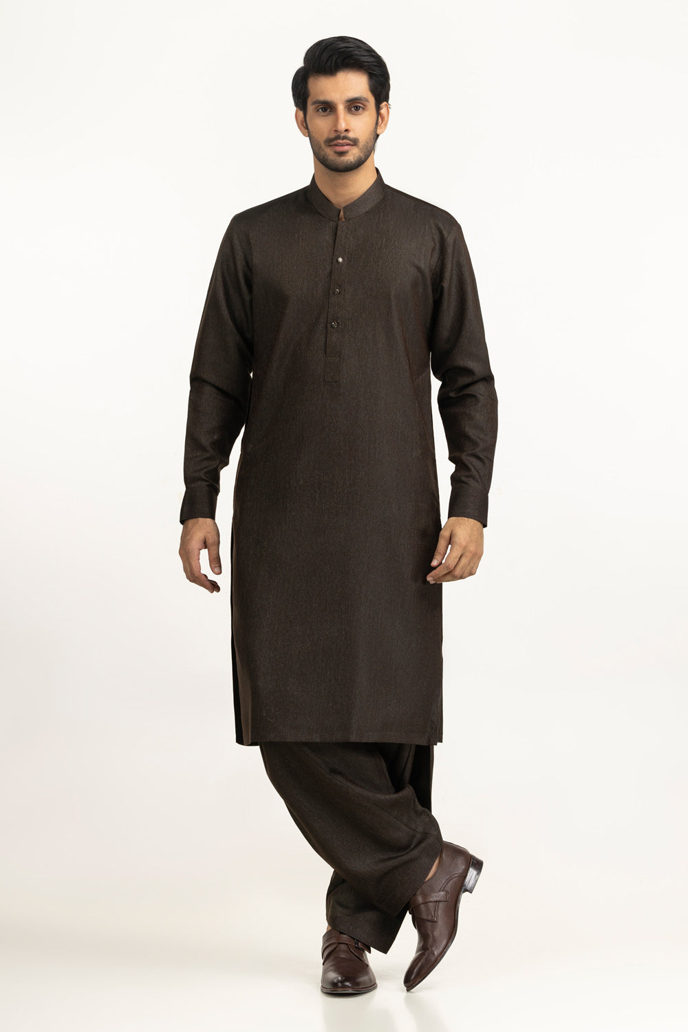 3 Piece Embroidered Raw Silk Suit with Borders and Embroidered Polyester Dupatta