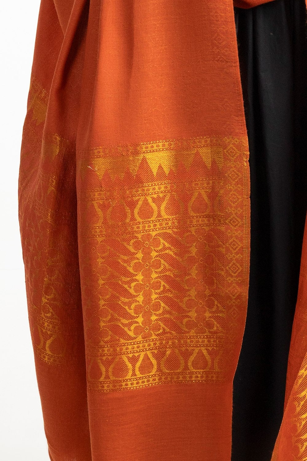 Rust Blended Zari Shawl