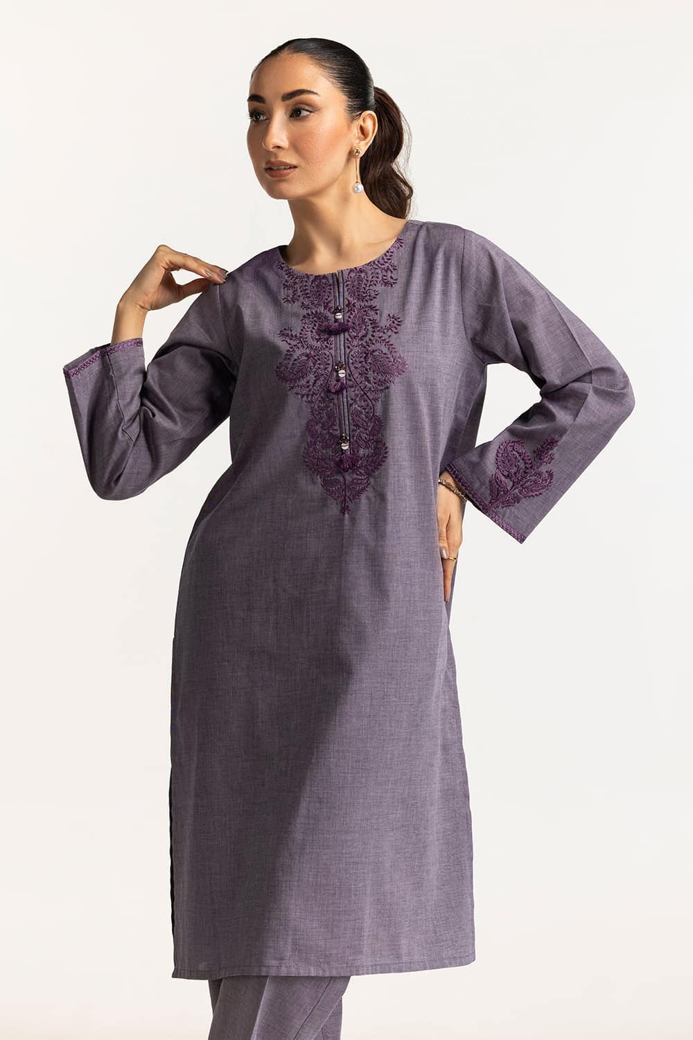 Yarn-dyed Embroidered Co-Ord Set