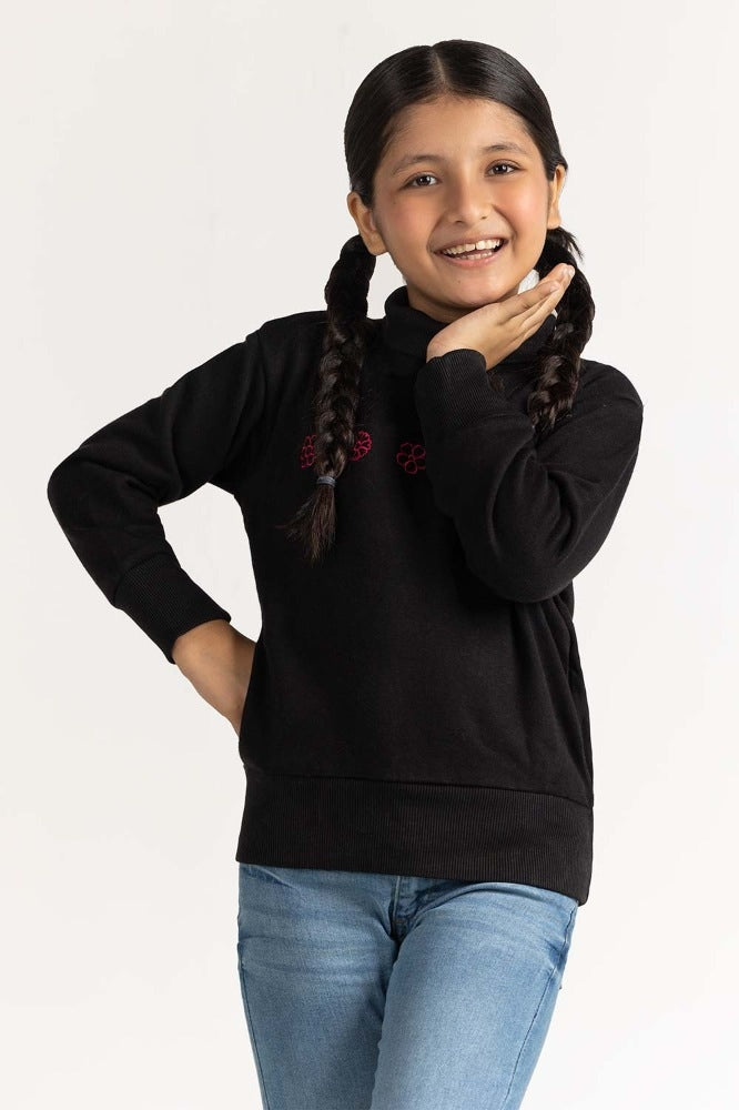 Black Embroidered Sweatshirt