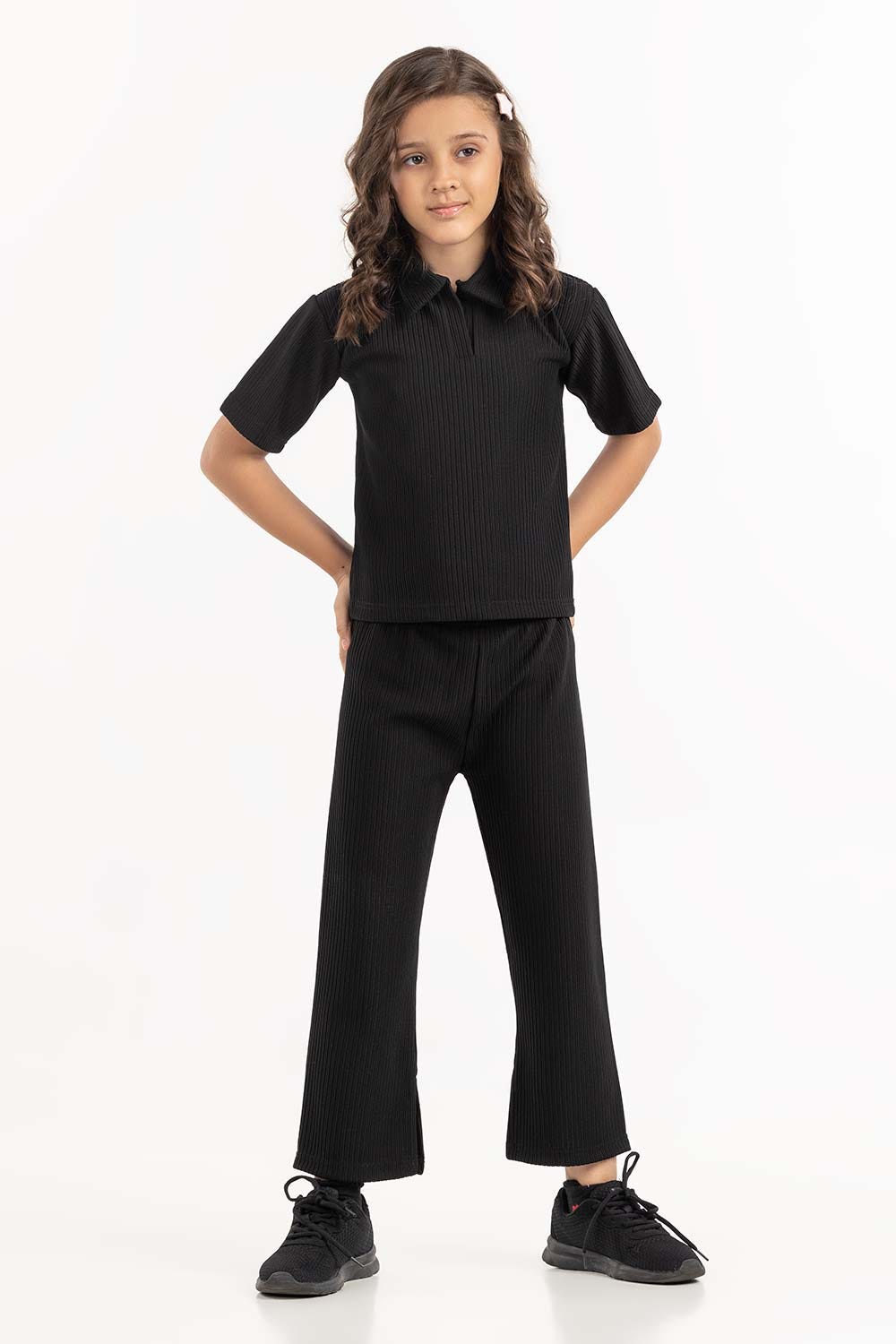 Toddler Girl Black Knit Shirt