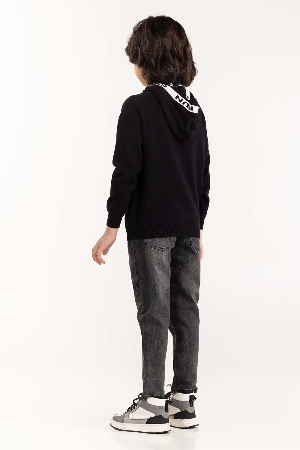 Junior Boy Black Knit Sweater