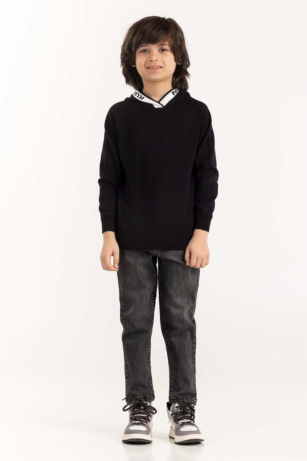 Junior Boy Black Knit Sweater