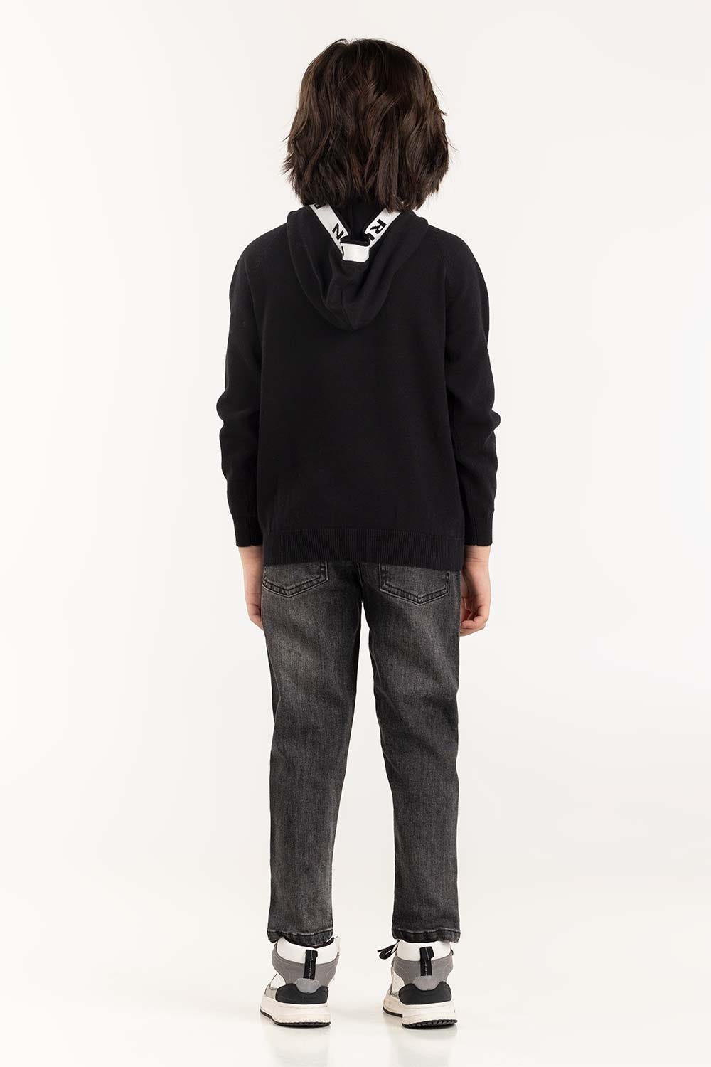 Junior Boy Black Knit Sweater