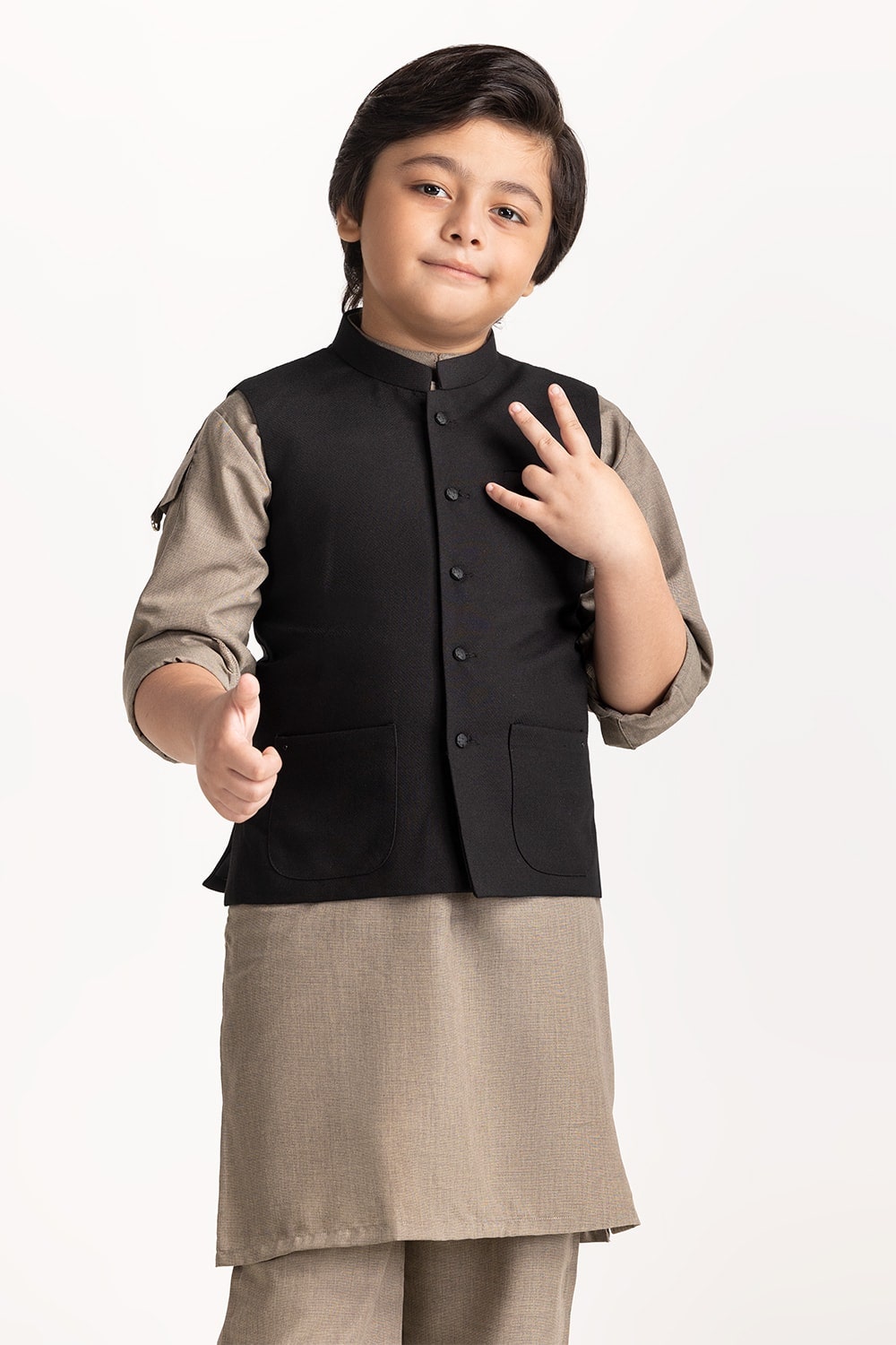 Black Styling Waist Coat Kwc-Pd24-012