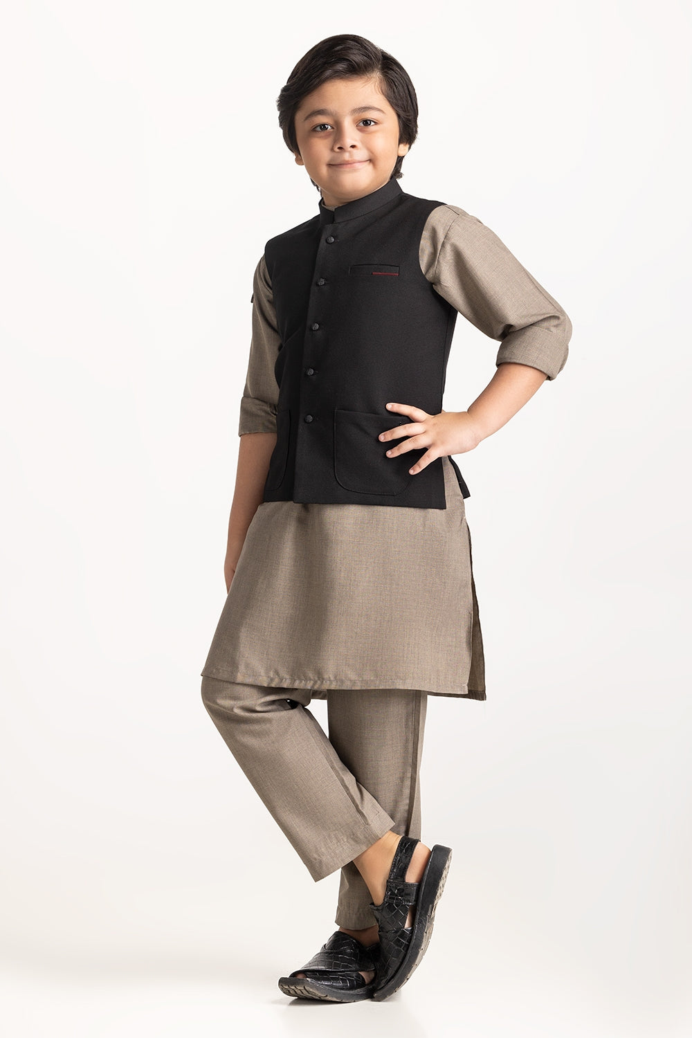 Black Styling Waist Coat Kwc-Pd24-012