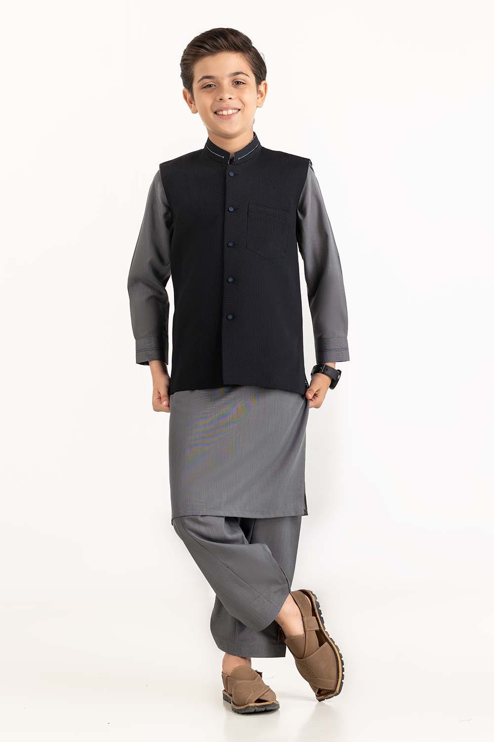 Black Stylized Waist Coat Kwc-Pd23-004