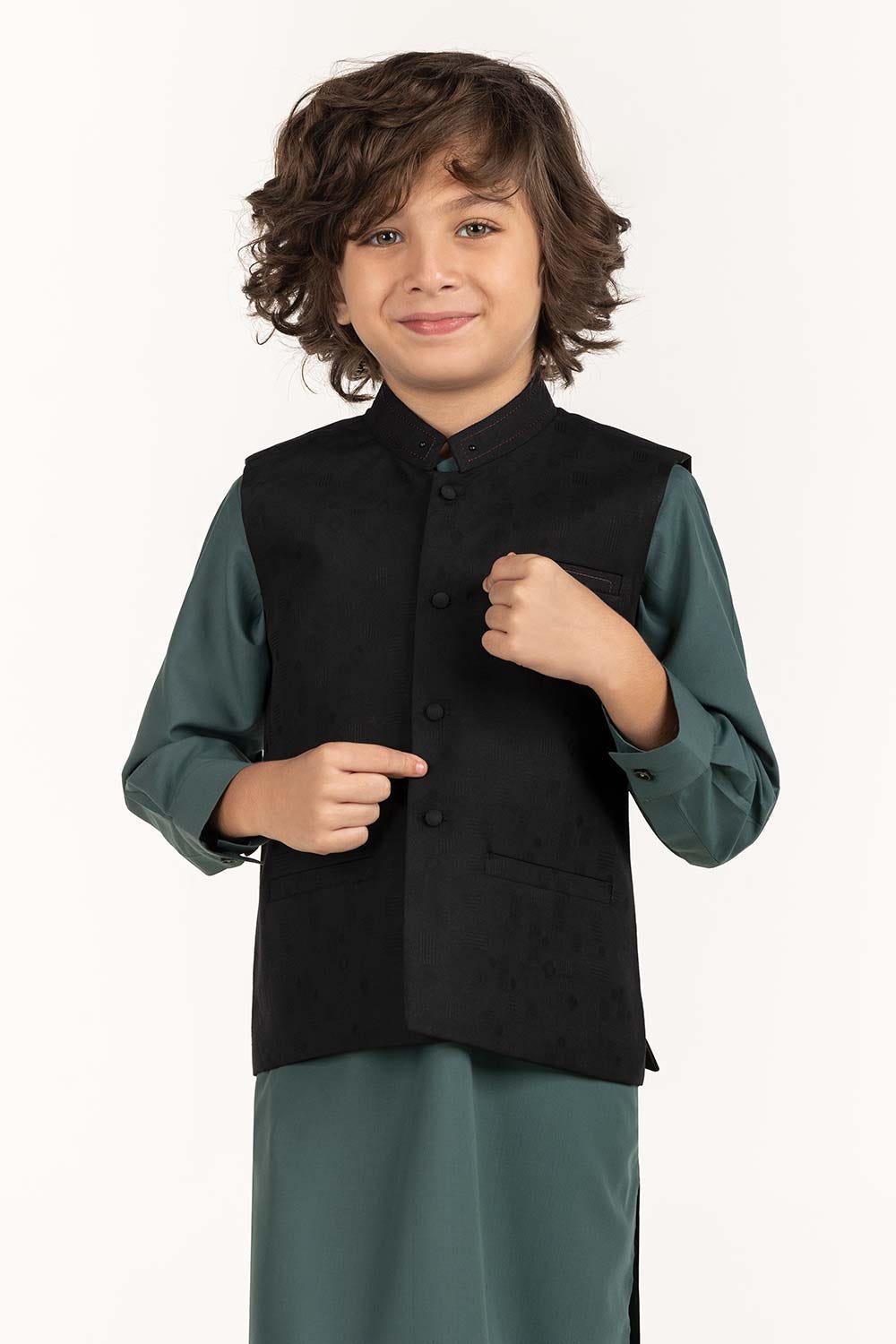 Black Stylized Waist Coat Kwc-Pd23-007