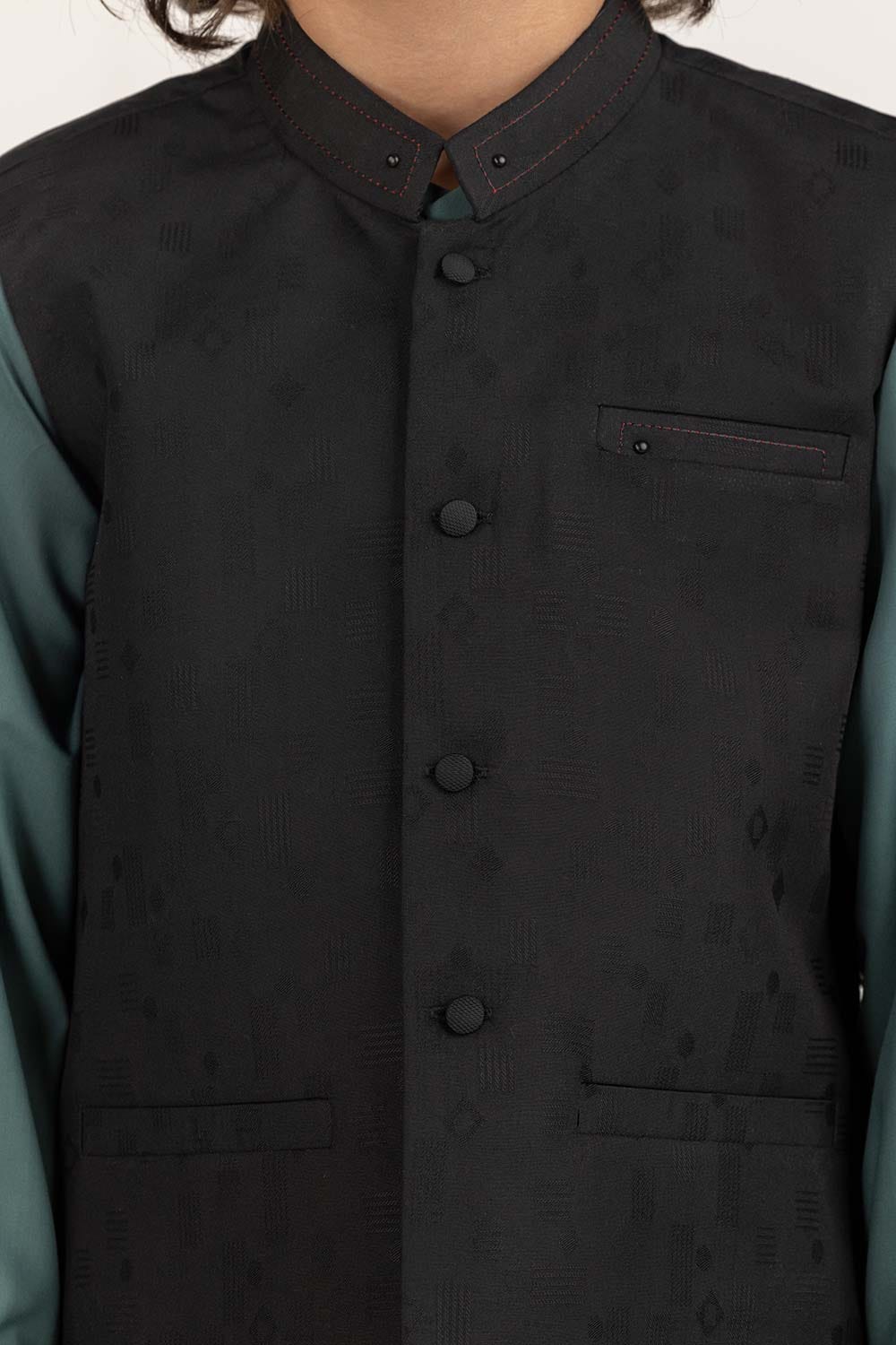 Black Stylized Waist Coat Kwc-Pd23-007