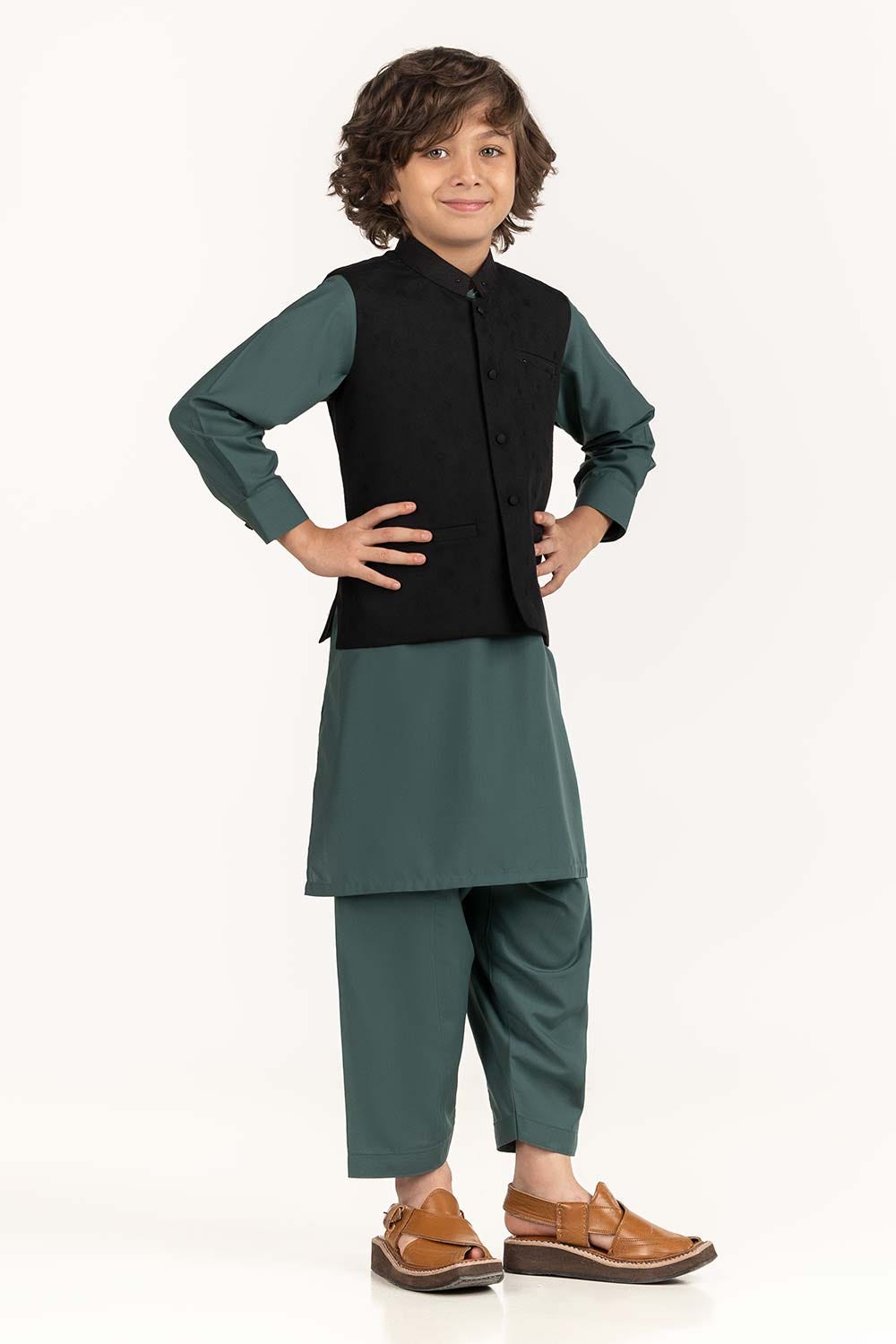 Black Stylized Waist Coat Kwc-Pd23-007