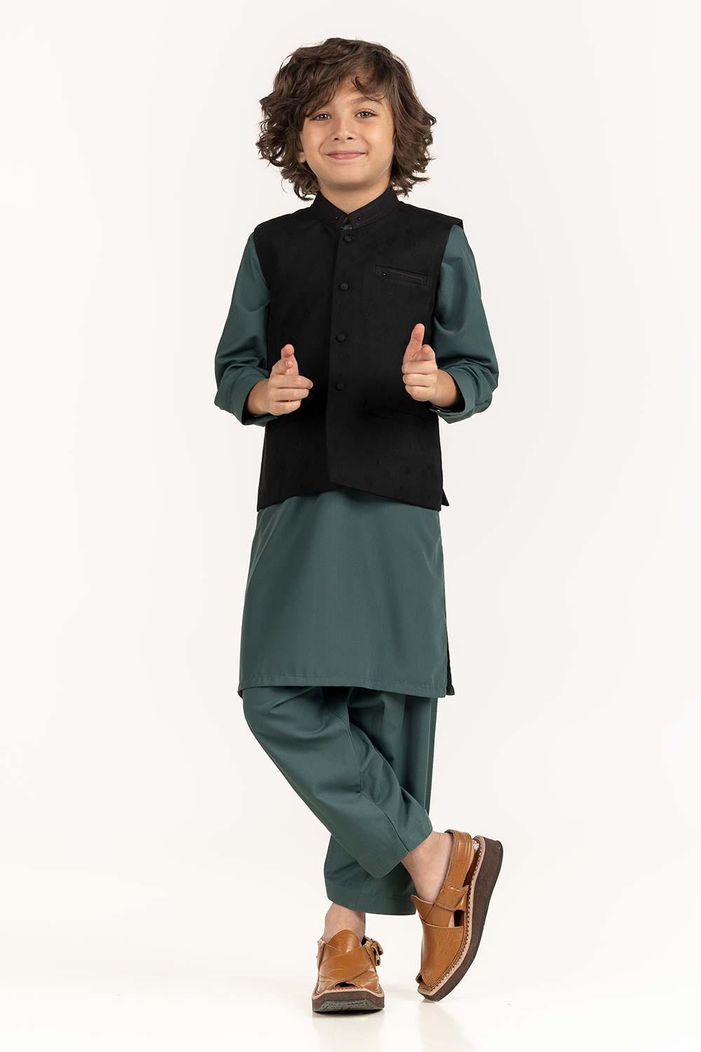 Black Stylized Waist Coat Kwc-Pd23-007