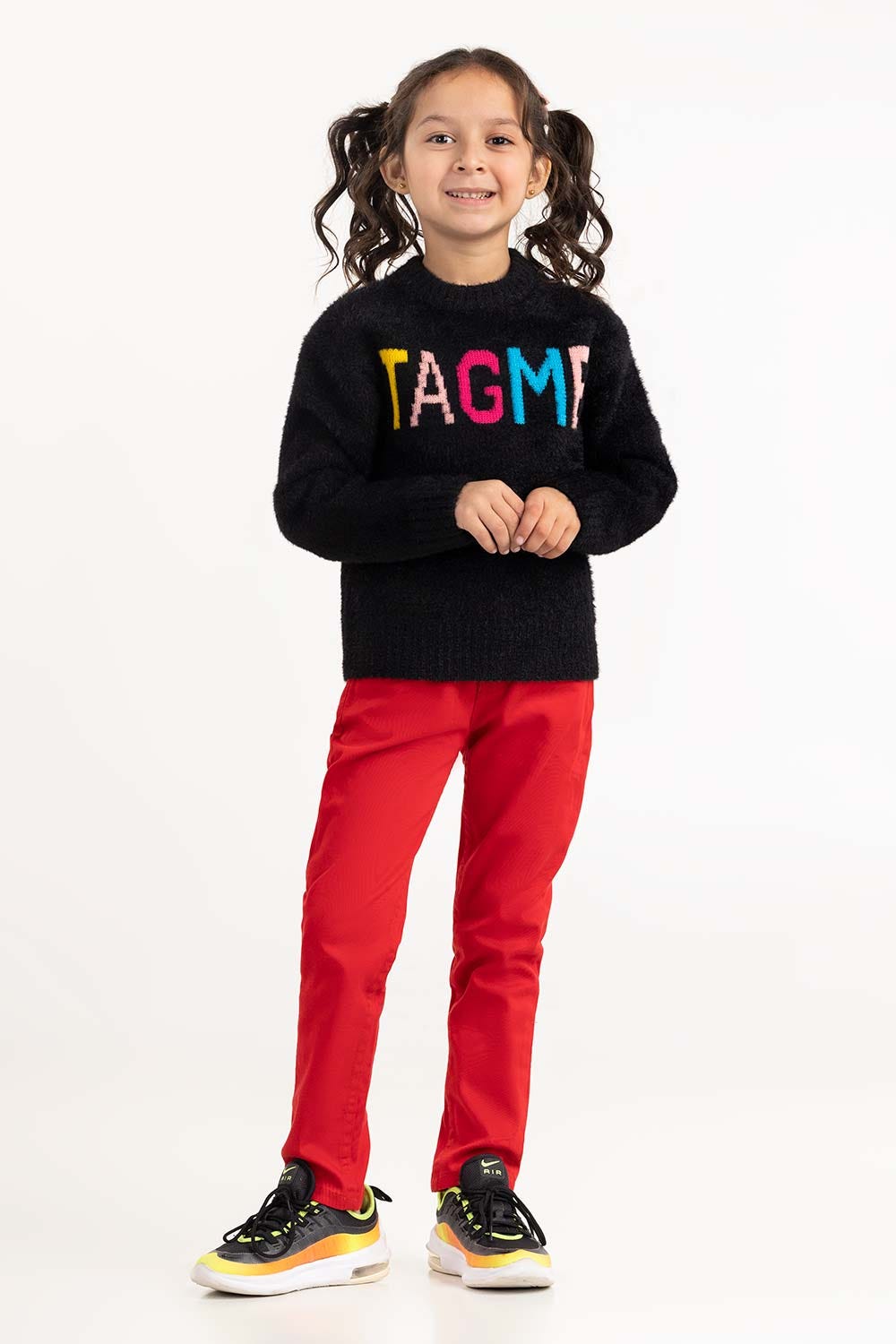 Toddler Girl Black Sweater With Round Neck