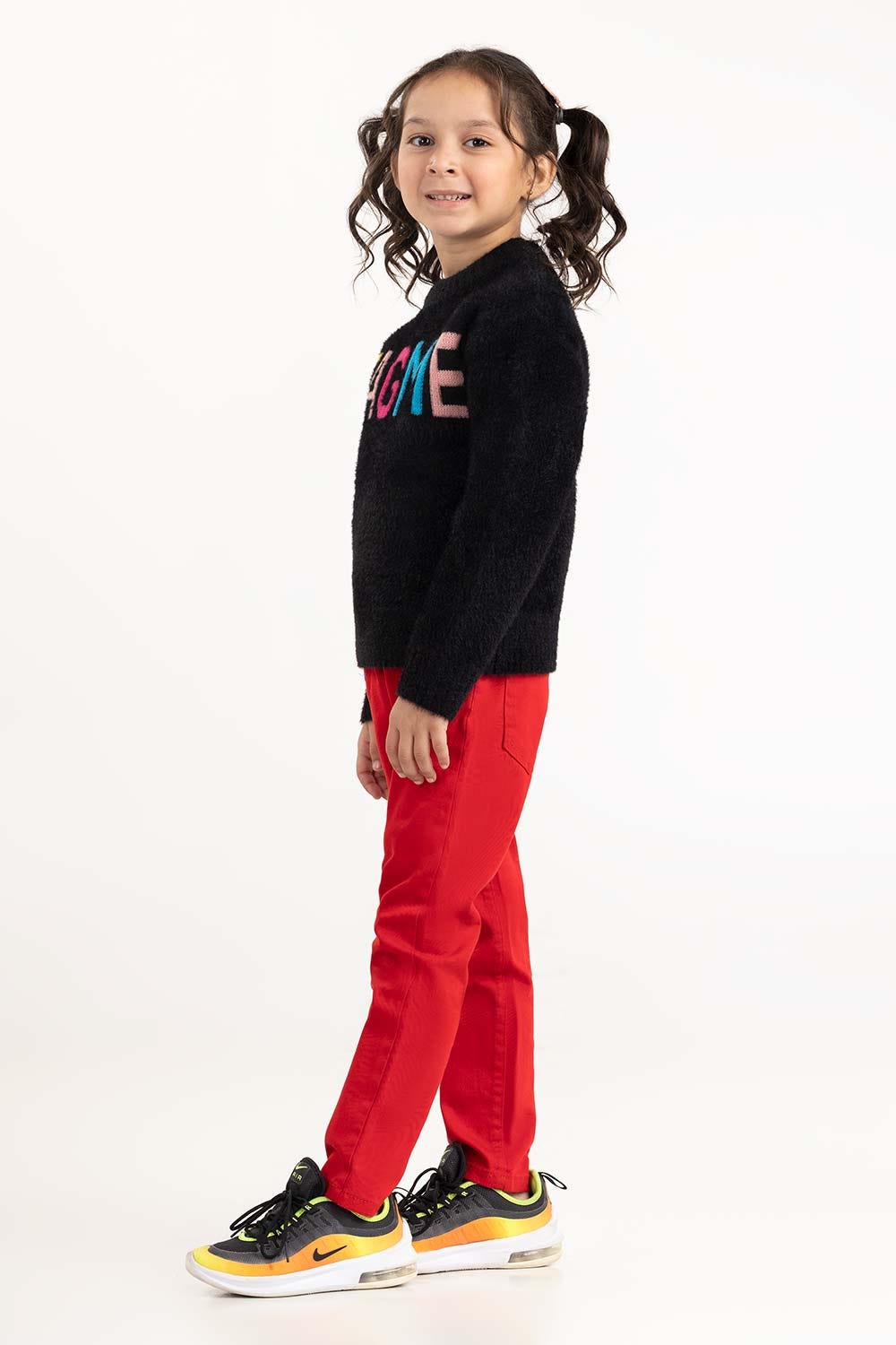 Toddler Girl Black Sweater With Round Neck
